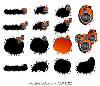 Grunge design elements from shapes and speakers