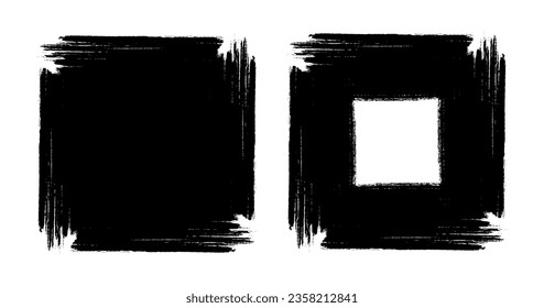 Grunge design elements for social media. Rectangle text boxes. Dirty distress texture banners for social networks story and posts. Grunge frames. Vector illustration