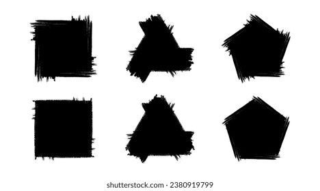 Grunge design elements for social media. Geometric text boxes set. Dirty distress texture banners for social networks story and posts. Grunge frames. Vector illustration