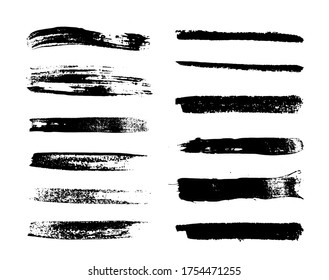 Grunge design elements. Straight black strokes. Vector illustration
