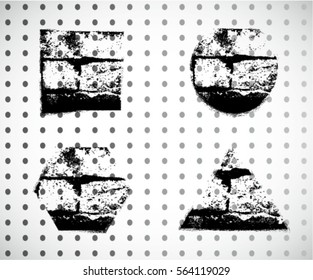 Grunge Design. Geometric Elements . Stamps Collection, Circles. Banners,transparent background . vector distress textures.isolated blank shapes