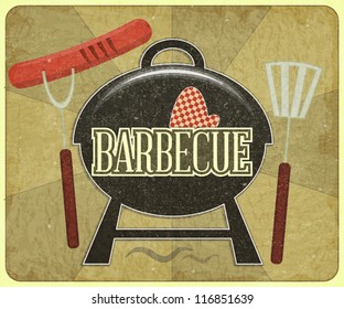 Grunge Design Grill and Barbecue Menu - Vector illustration