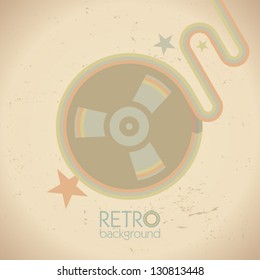 Grunge design with tape reel and place for text.