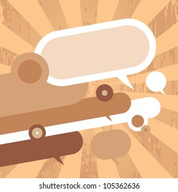 Grunge design template with many speech bubbles.