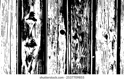 Grunge detailed black texture of old wooden boards, wood panels, floor, doors, walls. Vector background
