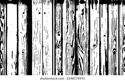 Grunge detailed black texture of old wooden boards, wood panels, floor, doors, walls. Vector background