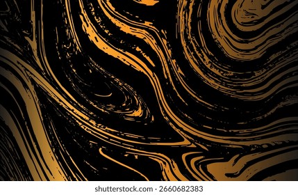 Grunge detailed intertwined texture, threads, lines, wire, veins. Grunge old detailed texture. Vector background. Gold and black