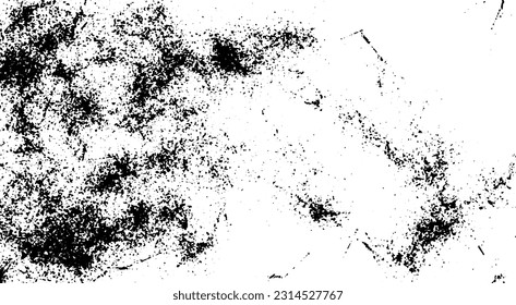 Grunge detaillierte Textur Hintergrund von Punkten, Flecken, Venen, Linien, Falten, Rissen, Kugeln, Kreise. Abstrakter schwarzer Vektorhintergrund