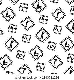 grunge diamond caution emblem to industry maintenance background
