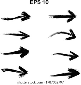 Grunge different  dirt  arrows set on transparent background 