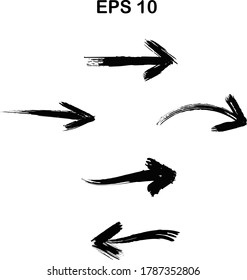 Grunge diferentes flechas de suciedad fijadas en fondo transparente 