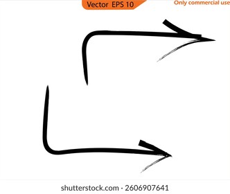 Grunge different dirt arrows set on transparent background. Set of simple lines hand drawn black arrows in various style. Sketch arrow design for business plan and education. 