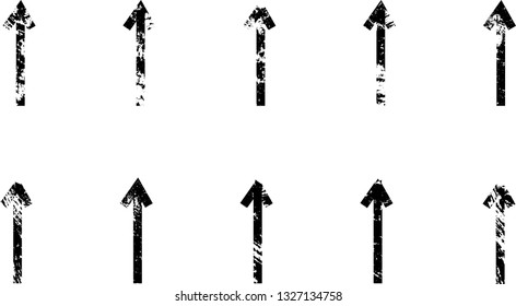 Grunge Dirt Arrow collection Vector. Dry Brush Stroke .  sideways. black sign.  element for your design . distressed direction