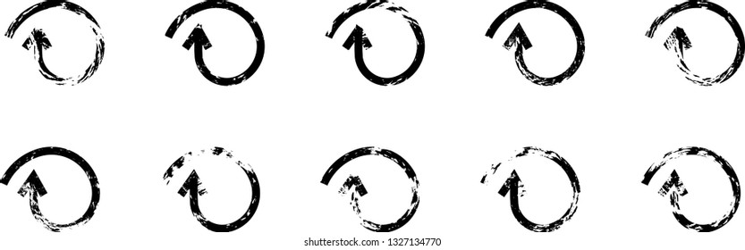 Grunge Dirt Arrow collection Vector. Dry Brush Stroke .  sideways. black sign.  element for your design . distressed direction