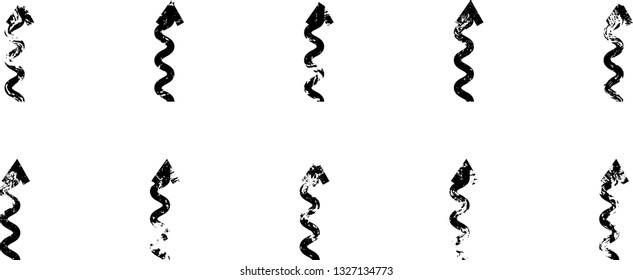 Grunge Dirt Arrow collection Vector. Dry Brush Stroke .  sideways. black sign.  element for your design . distressed direction