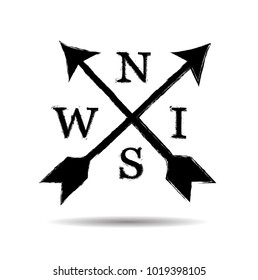 Grunge Dirt Arrow Vector. Dry Brush Stroke .sideways. .  element for your design.distressed direction sign. 