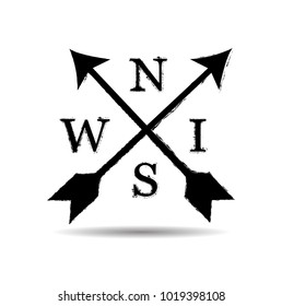 Grunge Dirt Arrow Vector. Dry Brush Stroke .sideways. .  element for your design.distressed direction sign. 