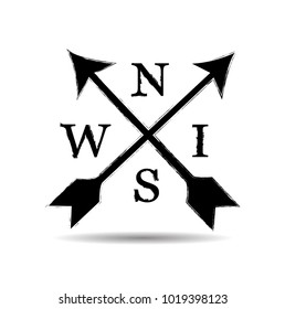 Grunge Dirt Arrow Vector. Dry Brush Stroke .sideways. .  element for your design.distressed direction sign. 