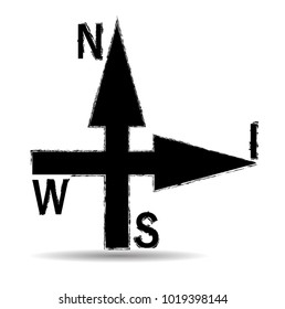Grunge Dirt Arrow Vector. Dry Brush Stroke .sideways. .  element for your design.distressed direction sign. 