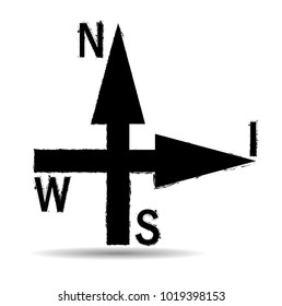 Grunge Dirt Arrow Vector. Dry Brush Stroke .sideways. .  element for your design.distressed direction sign. 
