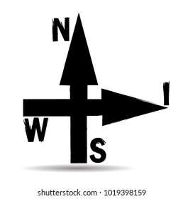 Grunge Dirt Arrow Vector. Dry Brush Stroke .sideways. .  element for your design.distressed direction sign. 