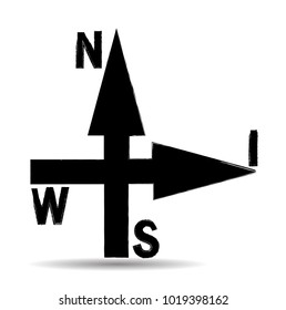 Grunge Dirt Arrow Vector. Dry Brush Stroke .sideways. .  element for your design.distressed direction sign. 