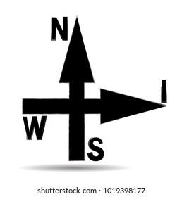 Grunge Dirt Arrow Vector. Dry Brush Stroke .sideways. .  element for your design.distressed direction sign. 