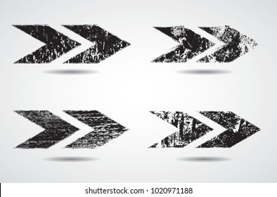 Grunge Dirt Arrow Vector. Dry Brush Stroke . staright arrow set . sideways. black sign.  element for your design . distressed direction