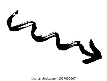 Grunge Dirt Arrow Vector. Dry Brush Stroke. Scribble Design.