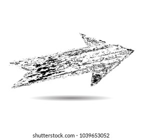 Grunge Dirt Arrow Vector. Dry Brush Stroke . straight arrow set . sideways. black sign.  element for your design . distressed direction