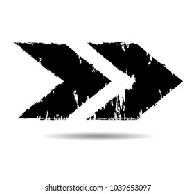 Grunge Dirt Arrow Vector. Dry Brush Stroke . Straight Arrow Set . Sideways. Black Sign.  Element For Your Design . Distressed Direction