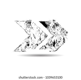 Grunge Dirt Arrow Vector. Dry Brush Stroke . straight arrow set . sideways. black sign.  element for your design . distressed direction