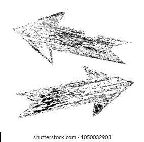 Grunge Dirt Arrow Vector. Dry Brush Stroke. Scribble Design.