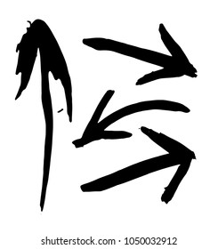 Grunge Dirt Arrow Vector. Dry Brush Stroke. Scribble Design.