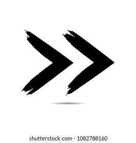Grunge Dirt Arrow Vector. Dry Brush Stroke . Curved arrow set . sideways. black sign.  element for your design . distressed direction