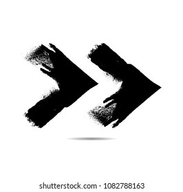 Grunge Dirt Arrow Vector. Dry Brush Stroke . Curved arrow set . sideways. black sign.  element for your design . distressed direction