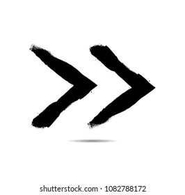 Grunge Dirt Arrow Vector. Dry Brush Stroke . Curved arrow set . sideways. black sign.  element for your design . distressed direction