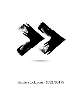 Grunge Dirt Arrow Vector. Dry Brush Stroke . Curved arrow set . sideways. black sign.  element for your design . distressed direction