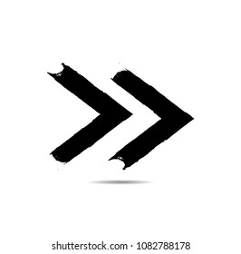 Grunge Dirt Arrow Vector. Dry Brush Stroke . Curved arrow set . sideways. black sign.  element for your design . distressed direction