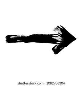 Grunge Dirt Arrow Vector. Dry Brush Stroke . Curved arrow set . sideways. black sign.  element for your design . distressed direction