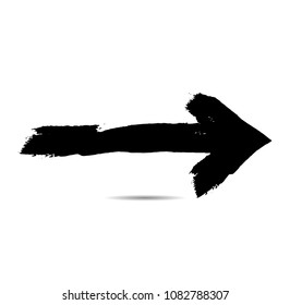 Grunge Dirt Arrow Vector. Dry Brush Stroke . Curved arrow set . sideways. black sign.  element for your design . distressed direction