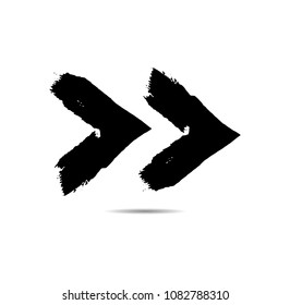 Grunge Dirt Arrow Vector. Dry Brush Stroke . Curved arrow set . sideways. black sign.  element for your design . distressed direction