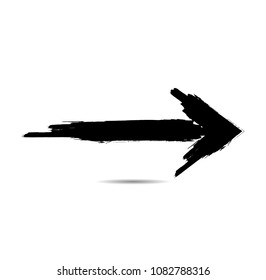 Grunge Dirt Arrow Vector. Dry Brush Stroke . Curved arrow set . sideways. black sign.  element for your design . distressed direction