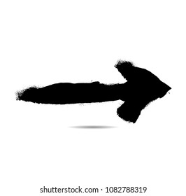 Grunge Dirt Arrow Vector. Dry Brush Stroke . Curved arrow set . sideways. black sign.  element for your design . distressed direction