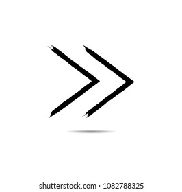 Grunge Dirt Arrow Vector. Dry Brush Stroke . Curved arrow set . sideways. black sign.  element for your design . distressed direction