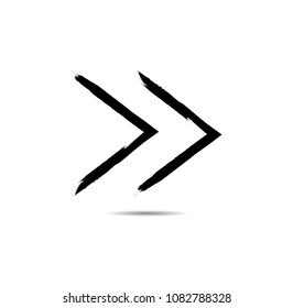 Grunge Dirt Arrow Vector. Dry Brush Stroke . Curved arrow set . sideways. black sign.  element for your design . distressed direction