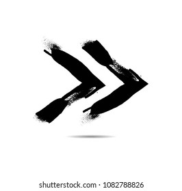 Grunge Dirt Arrow Vector. Dry Brush Stroke . Curved arrow set . sideways. black sign.  element for your design . distressed direction