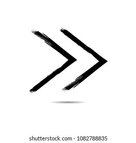 Grunge Dirt Arrow Vector. Dry Brush Stroke . Curved arrow set . sideways. black sign.  element for your design . distressed direction