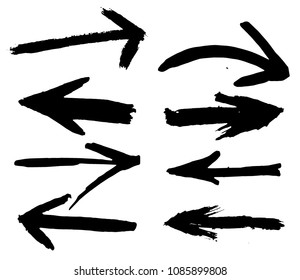 Grunge Dirt Arrow Vector. Dry Brush Stroke 