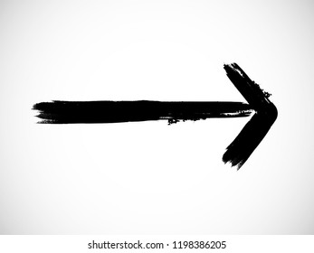 Grunge Dirt Arrow Vector. Dry Brush Stroke . Curved arrow set . sideways. black sign.  element for your design . distressed direction